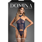 Domina Sheer Mesh Gartered Bustier w/Detachable Choker & G-String 2 pc Set - Navy S/M Fantasy Lingerie