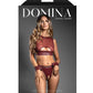 Domina Sheer Mesh & Vegan Leather 3 pc Set w/Crotchless Panty & Handcuffs - Burgundy M/L Fantasy Lingerie