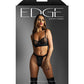 Edge Quilted Wetlook and Mesh Underwire Bra w/ Crotchless Panty - Black S/M Fantasy Lingerie