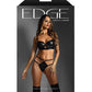 Edge Quilted Wetlook and Mesh Longline Underwire Bra w/ G-String - Black L/XL Fantasy Lingerie