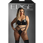 Edge Quilted Wetlook and Mesh Longline Underwire Bra w/ G-String - Black QN Fantasy Lingerie