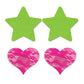 Fantasy UV Reactive Neon Star & Lace Heart Pasties - Green & Pink O/S Pack of 2 Fantasy Lingerie