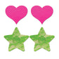 Fantasy UV Reactive Neon Heart & Lace Star Pasties - Pink & Green O/S Pack  of 2 Fantasy Lingerie