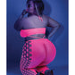 Glow Black Light Cropped Cutout Halter Bodystocking Neon Pink QN Fantasy Lingerie