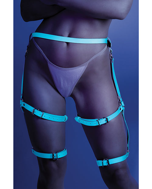 Glow Buckle Up Glow in the Dark Leg Harness Light Blue O/S Fantasy Lingerie