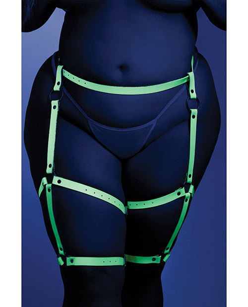 Glow Buckle Up Glow in the Dark Leg Harness Light Blue O/S Fantasy Lingerie