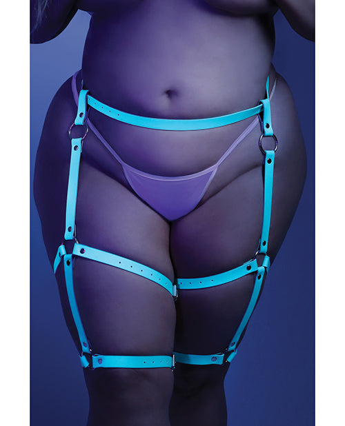Glow Buckle Up Glow in the Dark Leg Harness Light Blue O/S Fantasy Lingerie