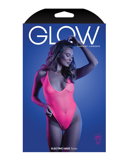 Glow Electric Haze Teddy Neon Pink S/M Fantasy Lingerie