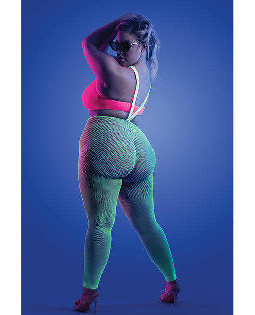 Glow Come Alive Suspender Stockings, Bralette & G-String Multi Color QN Fantasy Lingerie