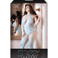 Sheer Fantasy Halter Neck Floral Lace Gartered Bodystocking & Panty Light Blue QN Fantasy Lingerie