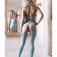 Sheer Fantasy Halter Neck Floral Lace Gartered Bodystocking & Panty Light Blue O/S Fantasy Lingerie