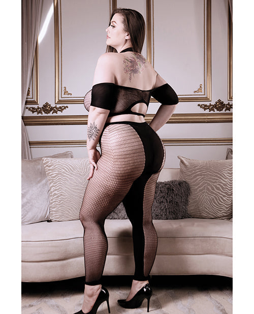 Sheer Fantasy Missing You Opaque & Net Off Should Top w/Leggings Black QN Fantasy Lingerie