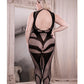Sheer Cross Faded High Neck Crotchless Bodystocking Black QN Fantasy Lingerie