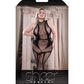 Sheer Cross Faded High Neck Crotchless Bodystocking Black QN Fantasy Lingerie