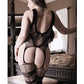 Sheer Fantasy Night Moves Keyhole Front Cami Top w/Attached Stockings Black QN Fantasy Lingerie