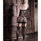 Sheer Fantasy High Society Halter Dress w/Attached Gartered Stockings Black O/S Fantasy Lingerie