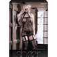Sheer Fantasy High Society Halter Dress w/Attached Gartered Stockings Black O/S Fantasy Lingerie