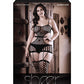 Fantasy Sheer Power Moves Cutout Net Dress w/Attached Garter Stockings Black QN Fantasy Lingerie