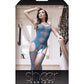 Sheer Sky is the Limit Opaque Gartered Bodystocking Blue O/S Fantasy Lingerie