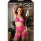 Tease Fallon Geometric Bralette, Garter Belt & Panty Pink M/L