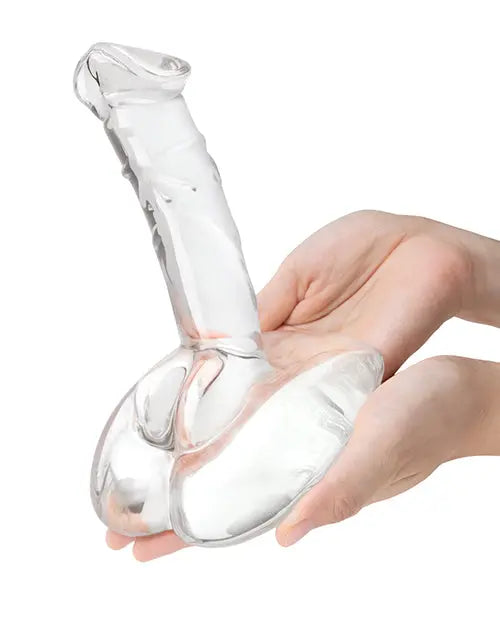 Glas 7.5" Big Dildo | Rideable Standing Realistic Dildo | Stability Base Curved Glass Dildo Electric Eel INC