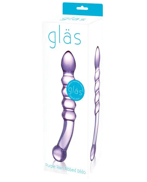 Glas Purple Rain Realistic Dildo | Ribbed Glass Dildo | G-Spot Curved Anal Dildo Electric Eel INC