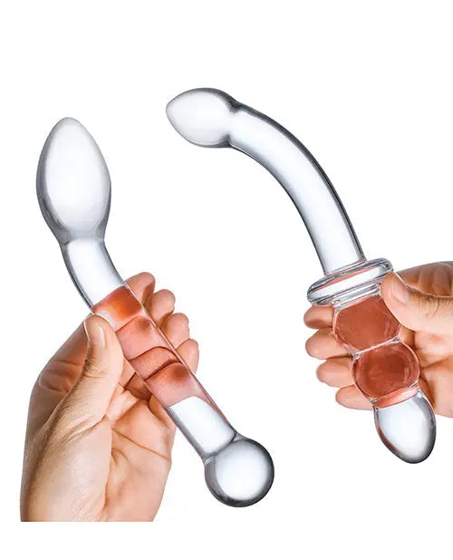 Glas 2-Piece Realistic Dildo | G-Spot Pleasure Glass Dildo Set | Clear Double Sided Dildo Electric Eel INC