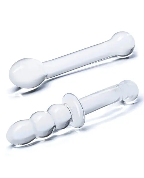 Glas 2-Piece Realistic Dildo | G-Spot Pleasure Glass Dildo Set | Clear Double Sided Dildo Electric Eel INC
