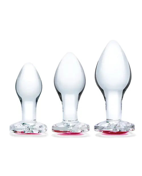 Glas 3 pc Heart Jewel Glass Anal Training Kit Electric Eel INC