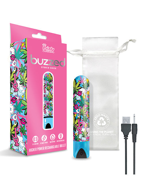 Buzzed 3.5" Rechargeable Bullet - Stoner Chick Blue Global Novelties LLC