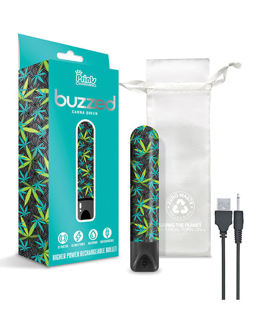 Buzzed 3.5" Rechargeable Bullet - Canna Queen Black Global Novelties LLC