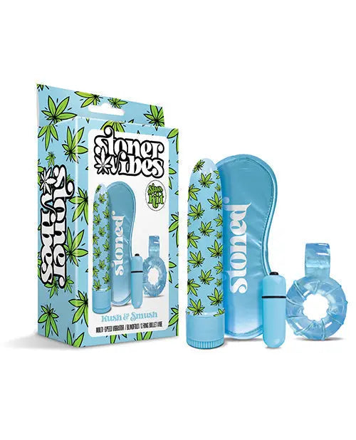 Stoner Vibes Bullet Vibrator | Kush & Smush Stash Kit | Blue Cock Ring and Small Vibrator | Best Vibrator for Sale Global Novelties LLC