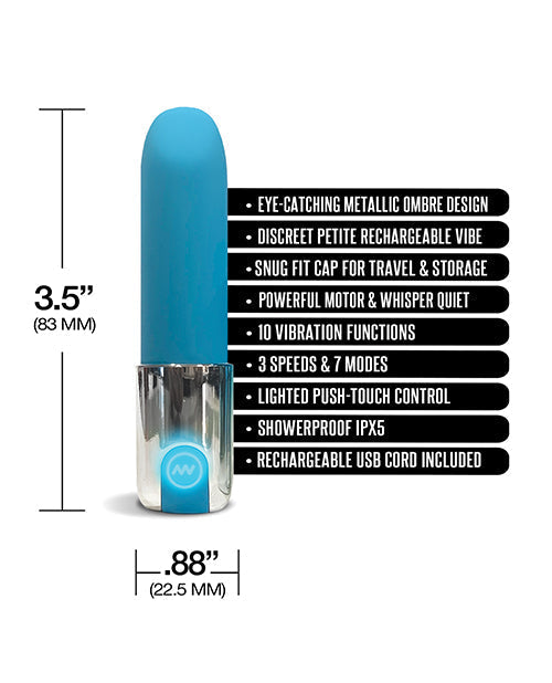 Nixie Smooch Rechargeable Lipstick Vibrator - Blue Ombre Global Novelties LLC