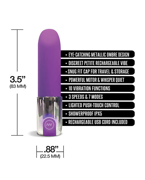 Nixie Smooch Rechargeable Lipstick Vibrator - Purple Ombre Global Novelties LLC