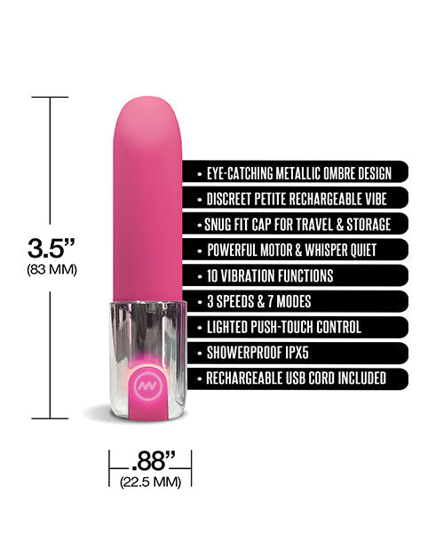 Nixie Smooch Rechargeable Lipstick Vibrator - Pink Ombre Global Novelties LLC