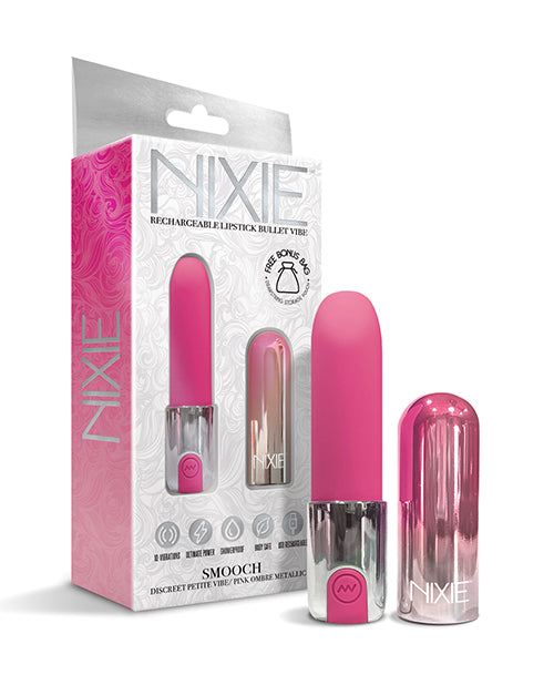 Nixie Smooch Rechargeable Lipstick Vibrator - Pink Ombre Global Novelties LLC