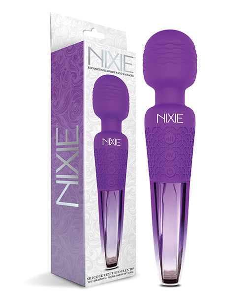 Nixie Rechargeable Wand Massager - Purple Ombre Metallic Global Novelties LLC