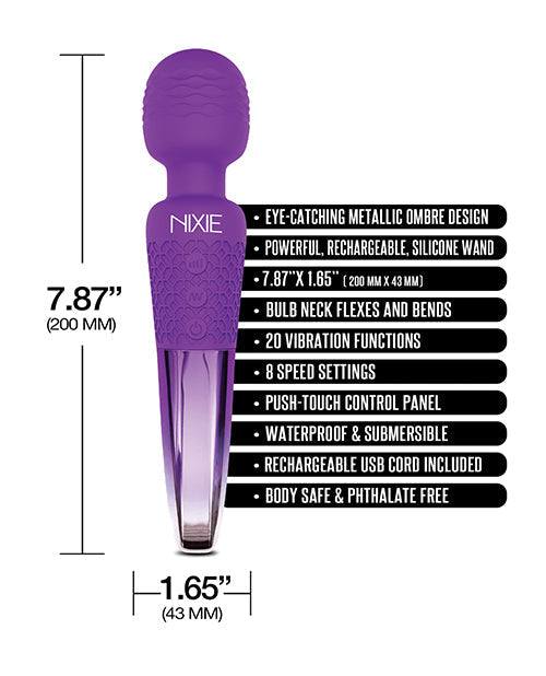 Nixie Rechargeable Wand Massager - Purple Ombre Metallic Global Novelties LLC