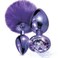 Nixie Metal Butt Plug Set w/Jewel Inlaid & Pom Pom - Purple Metallic Global Novelties LLC