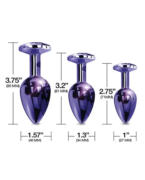 Nixie Metal Butt Plug Trainer Set w/Inlaid Jewel - Purple Metallic Global Novelties LLC