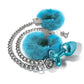 Nixie Metal Butt Plug w/Inlaid Jewel & Fur Cuff Set - Blue Metallic Global Novelties LLC