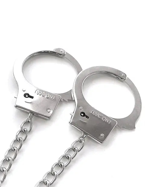 Nixie Metal Butt Plug w/Inlaid Jewel & Fur Cuff Set - Silver Metallic Global Novelties LLC