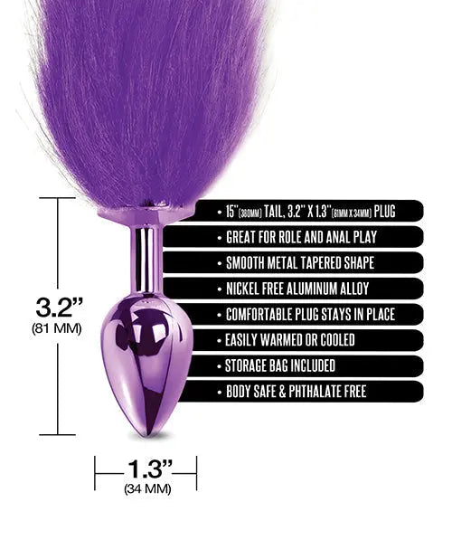 Nixie Metal Butt Plug w/Faux Fur Tail - Purple Metallic Global Novelties LLC