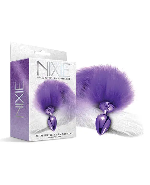 Nixie Metal Butt Plug w/Faux Fur Tail - Purple Metallic Global Novelties LLC