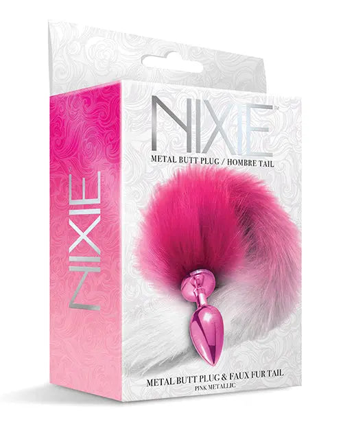 Nixie Metal Butt Plug w/Faux Fur Tail - Pink Metallic Global Novelties LLC