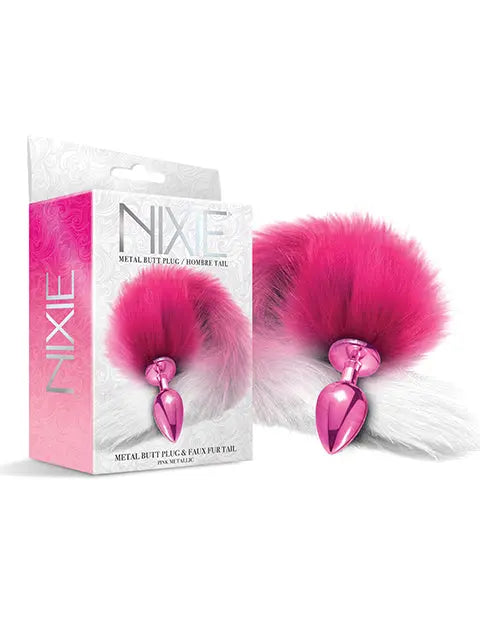 Nixie Metal Butt Plug w/Faux Fur Tail - Pink Metallic Global Novelties LLC
