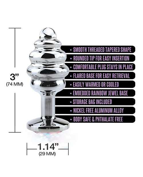 Nixie Honey Dipper Ribbed Metal Rainbow Jeweled Butt Plug - Small Global Novelties LLC