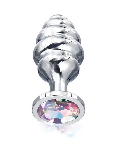 Nixie Honey Dipper Ribbed Metal Rainbow Jeweled Butt Plug - Large Global Novelties LLC