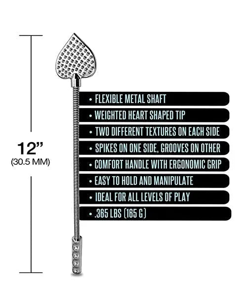 Nixie Flaming Heart Riding Crop - Silver Global Novelties LLC