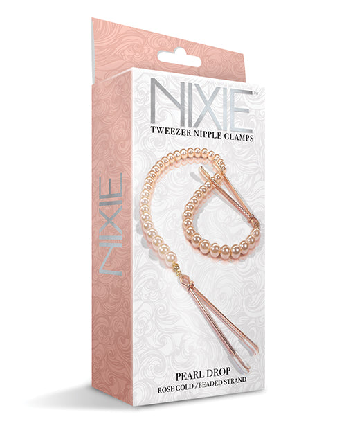 Nixie Pearl Drop Tweezer Nipple Clamps - Rose Gold Global Novelties LLC